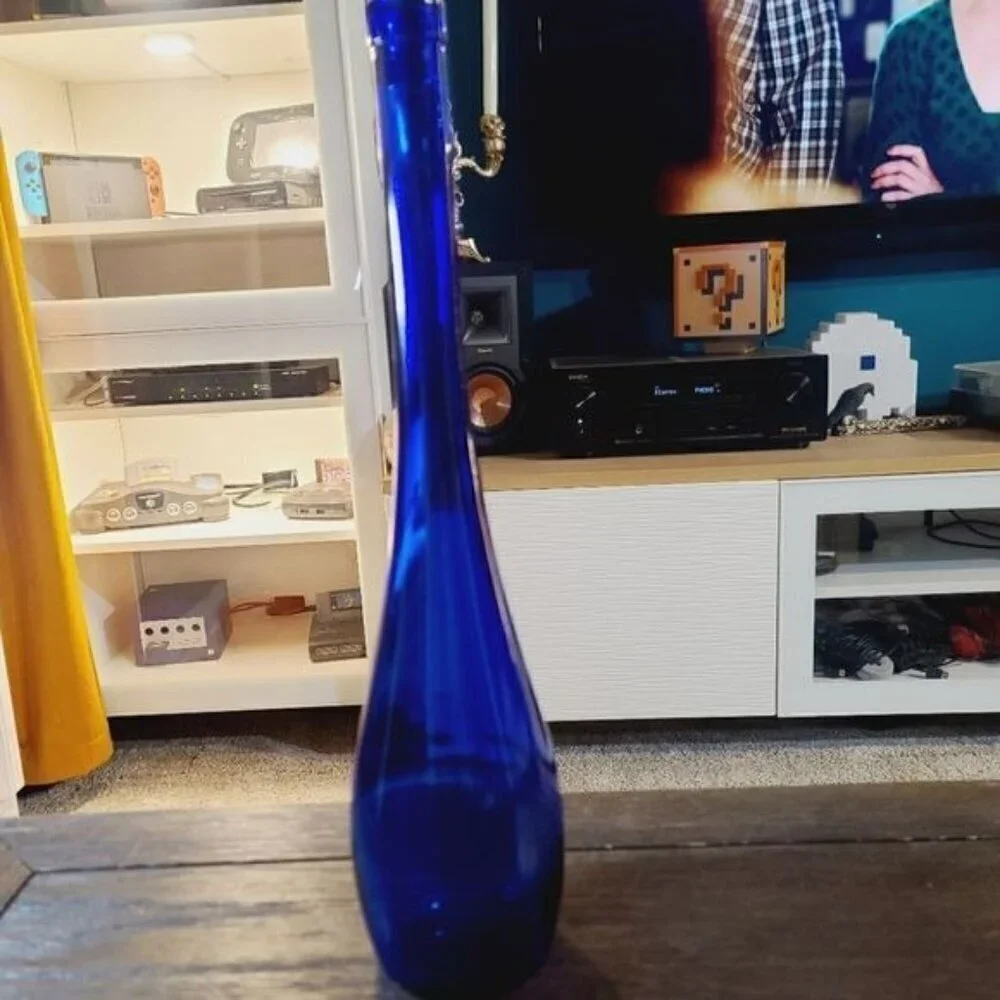 Vintage MCM Mid Century Modern Vetreria Etrusca Cobalt Tall Glass Vase